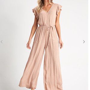 BILLABONG|| Hearts Game Beige polka dot jumpsuit